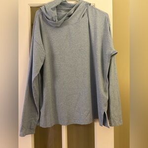 Athleta pullover hooded funnel neck top w/ thumb holes sz. xl